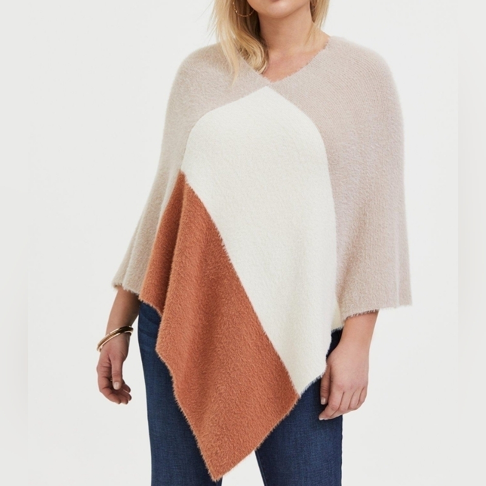 NWT TORRID one size tan color block poncho NWT - image 1